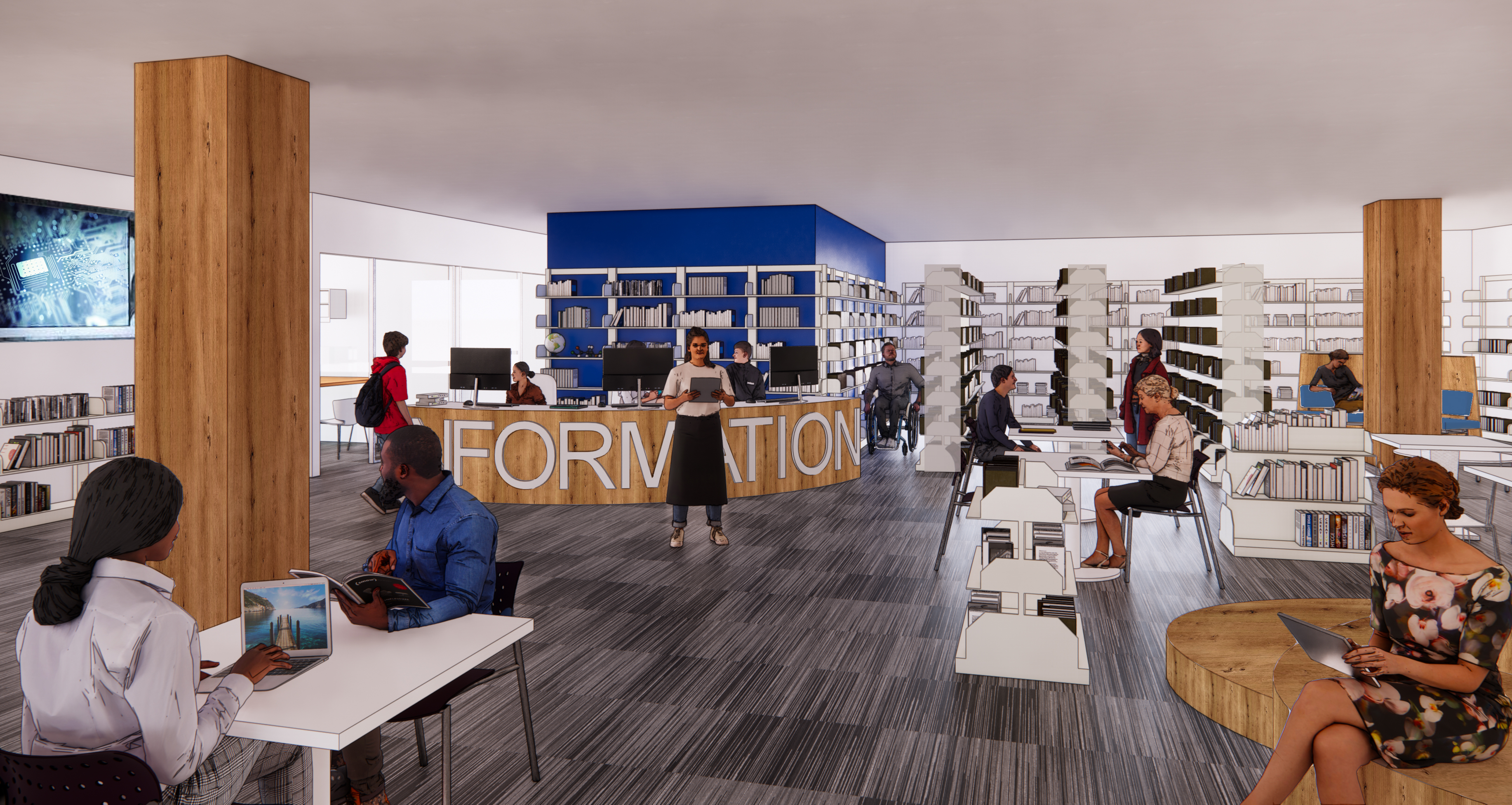 Rendering of the University of Pittsburgh Swanson Engineering Bevier library