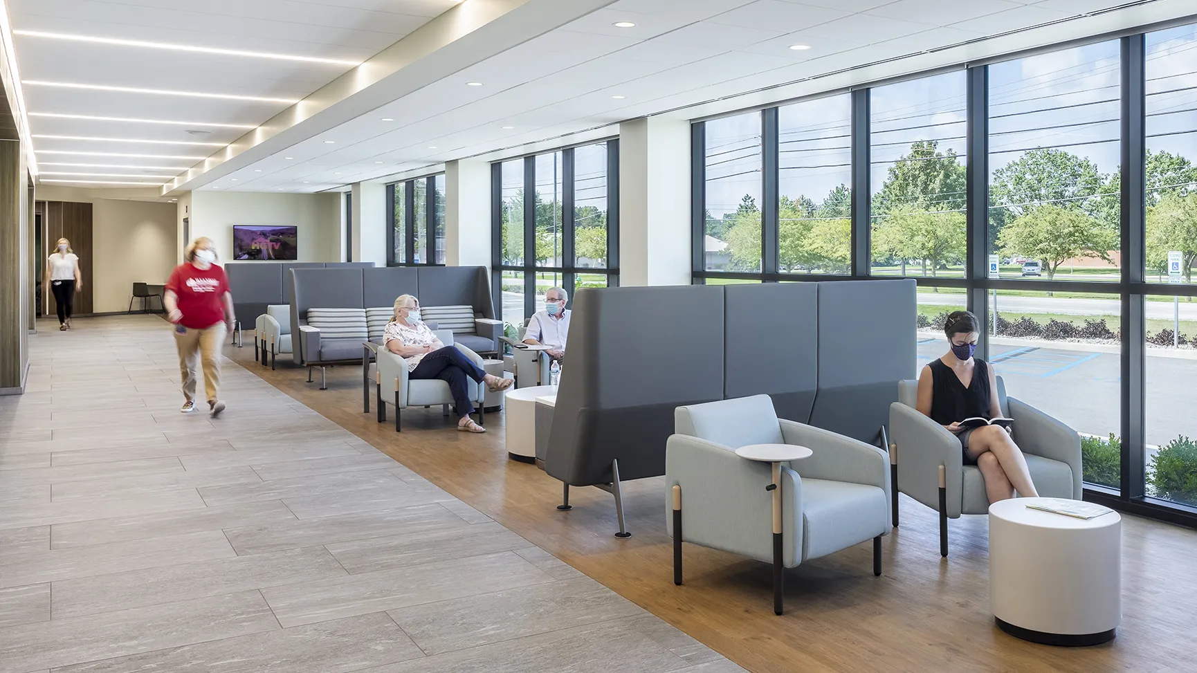 Interior view of a healthcare lobby.