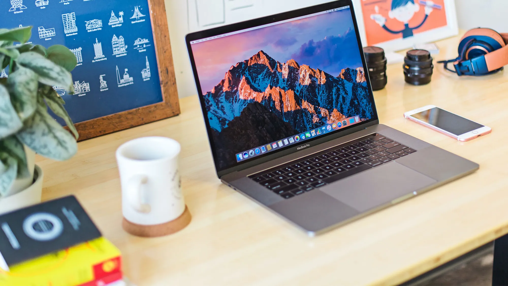 view of a home office desk
