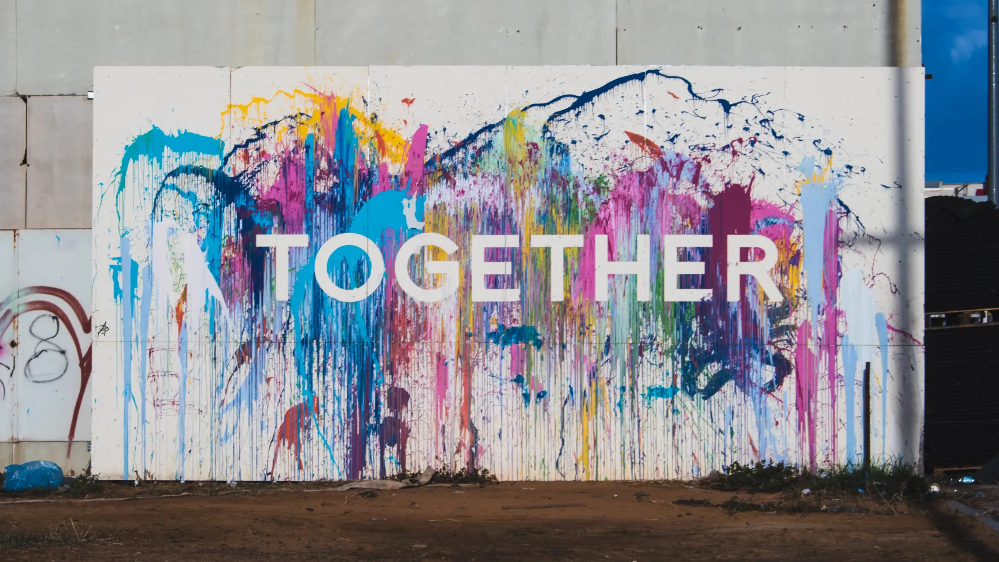 wall mural spelling "together"