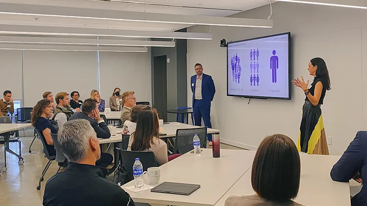 Chris Haedt and Amy Nuzum discuss Healthcare's Digital Front Door during a presentation.