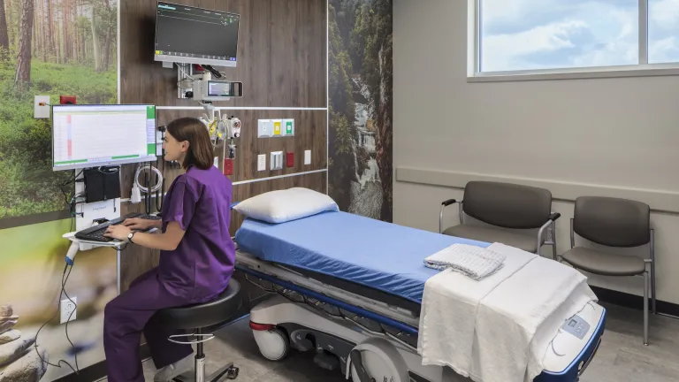 emergency room of the Adena Health Emergency Department with a nurse at the computer