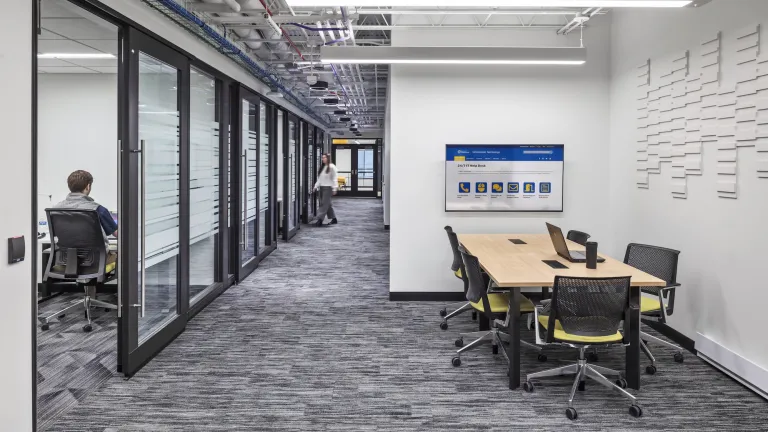 Pittsburgh University IT workspace within a hallway of offices and conference rooms