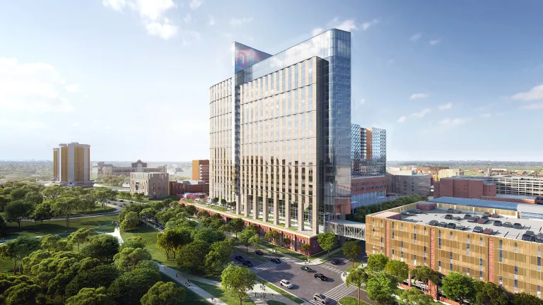 Exterior view of The Ohio State Wexner Medical Tower.