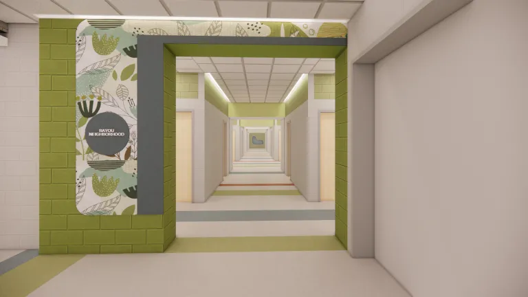 Pressley Ridge school corridor rendering