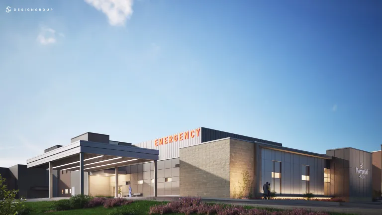 South side rendering of Memorial Hospital's emergency department