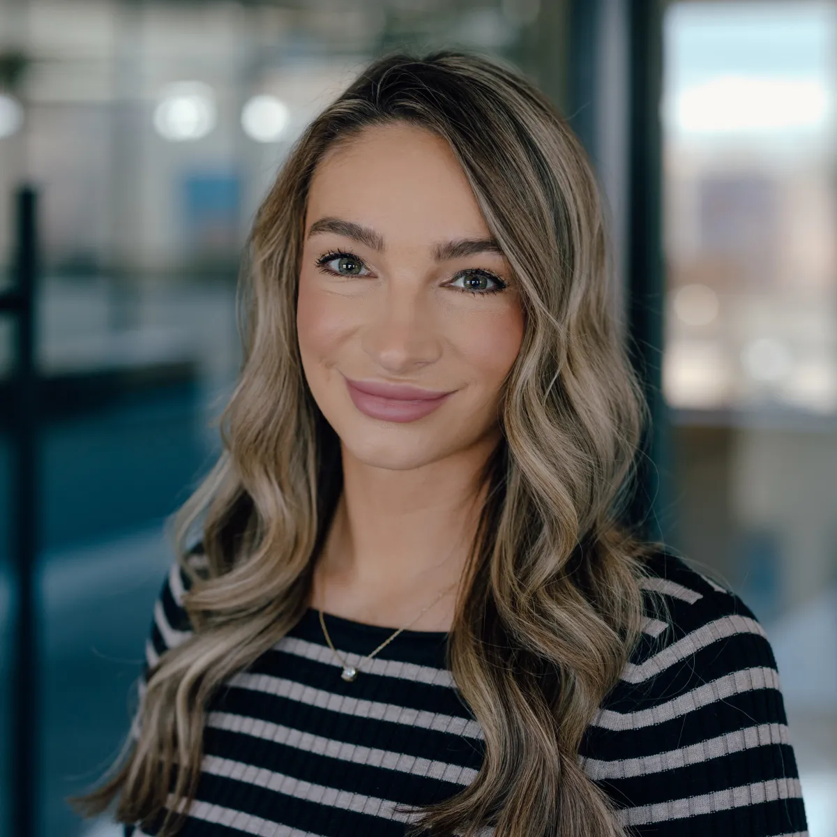 woman in striped shirt