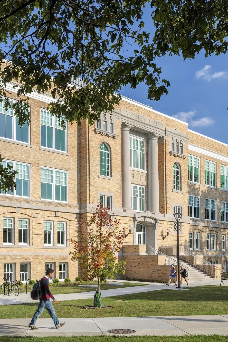 Exterior of Moseley Hall at daytime