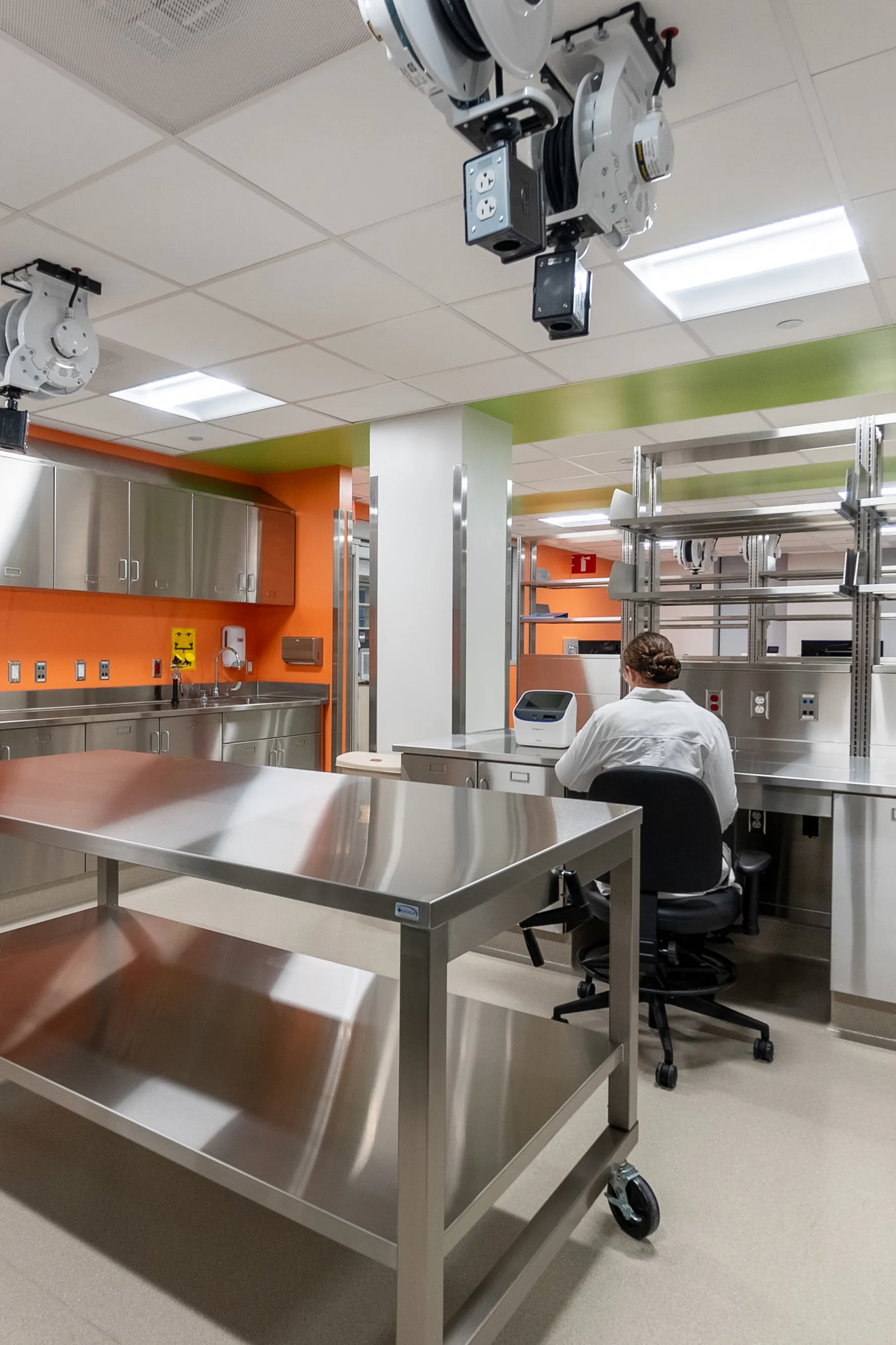 laboratory with stainless steel worktops