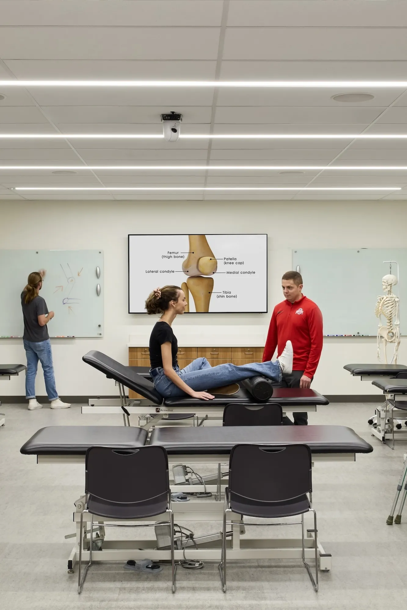 Anatomy Lab Classroom with students, teachers, and display screens