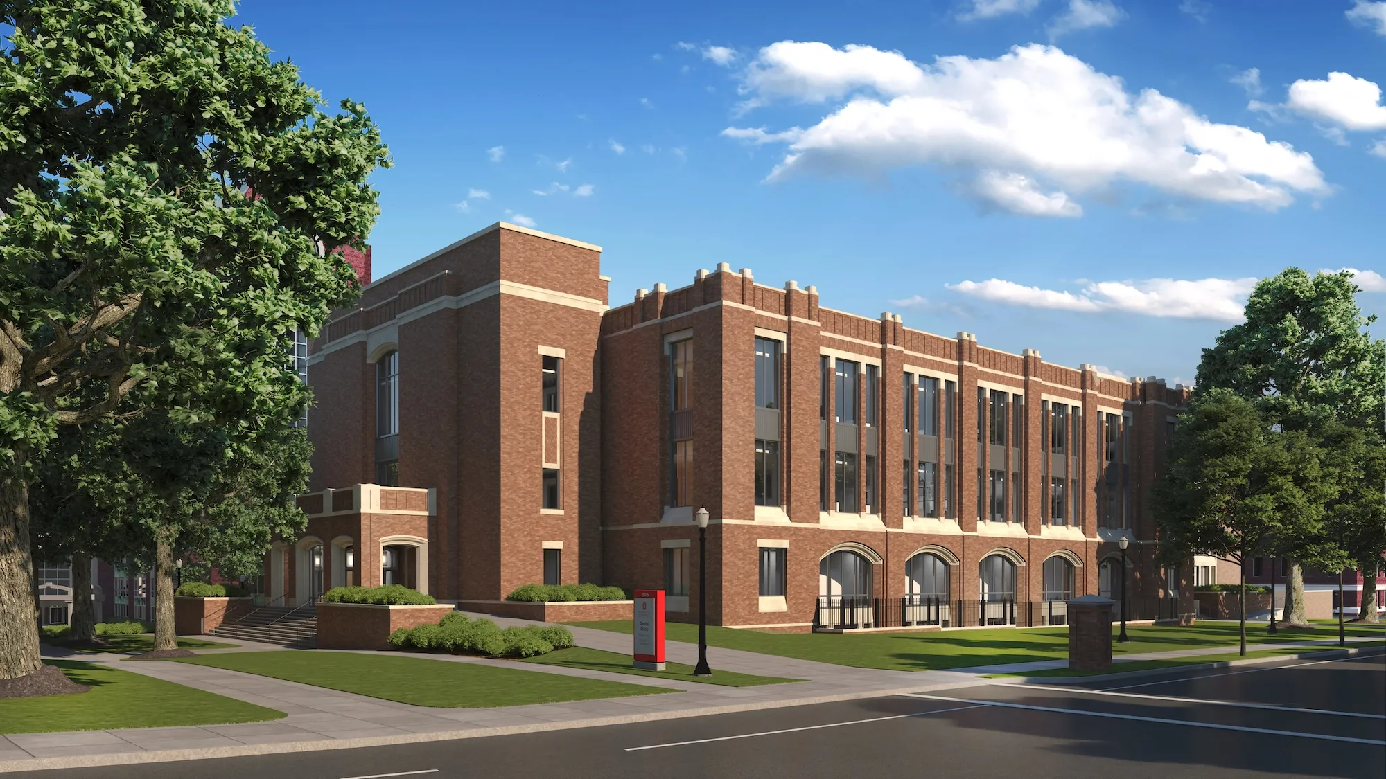 exterior of brick building rendering