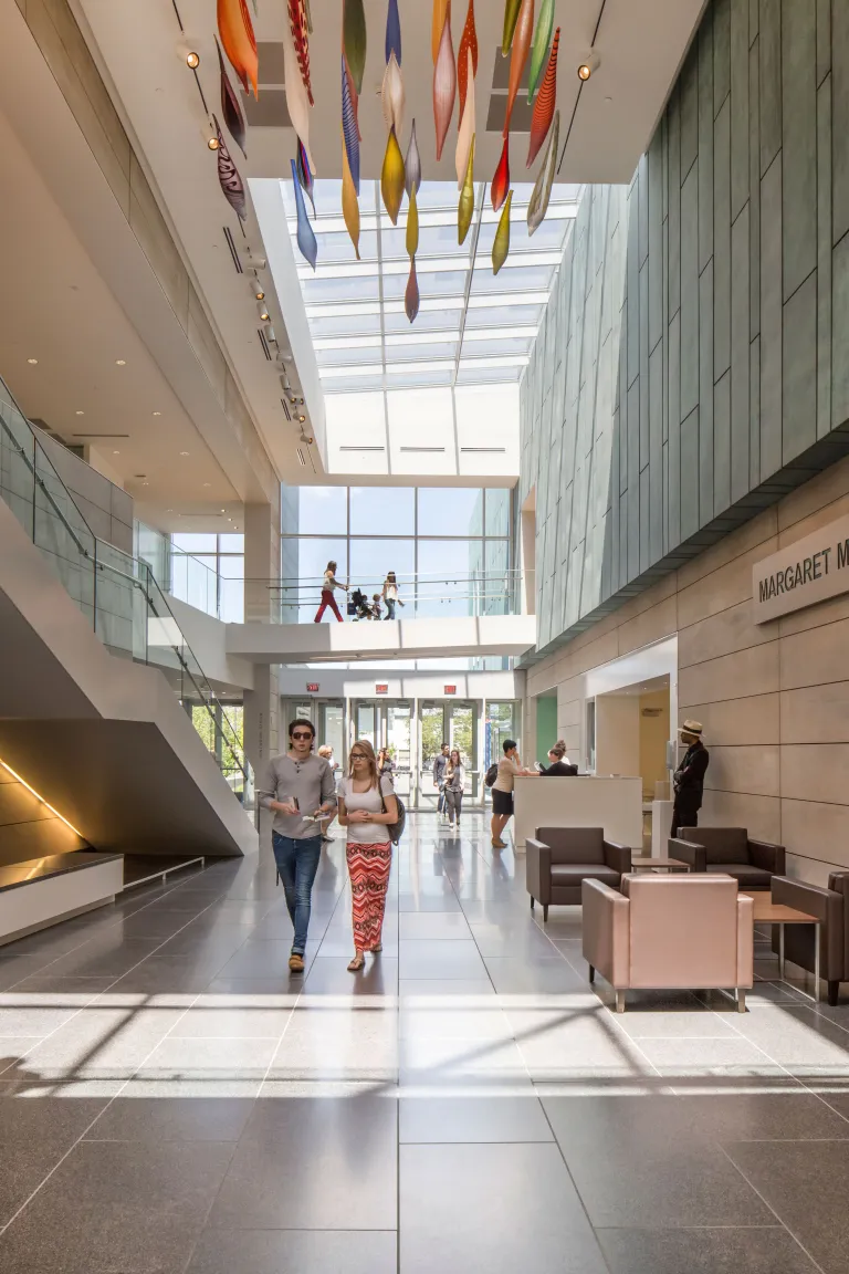 concourse with ceiling sculpture