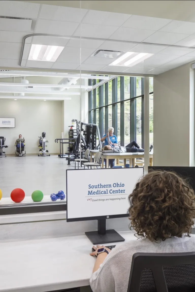 rehab area through a window