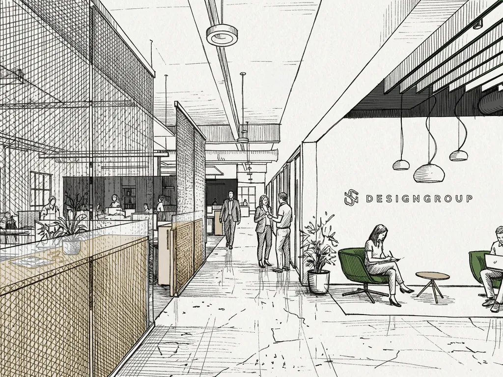sketching rendering of office