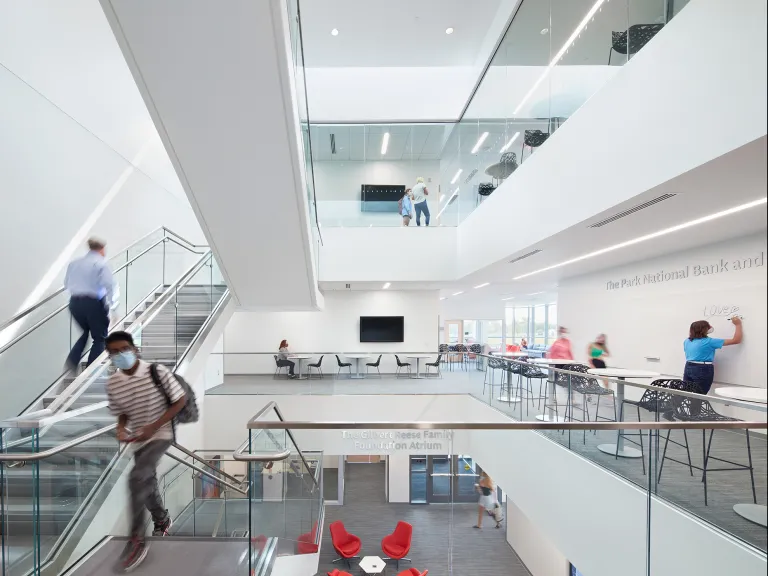 Interior stairwell in the Alford Center for Science & Technology.
