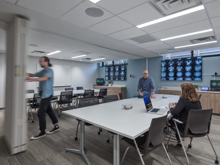 conference room with movable wall partition