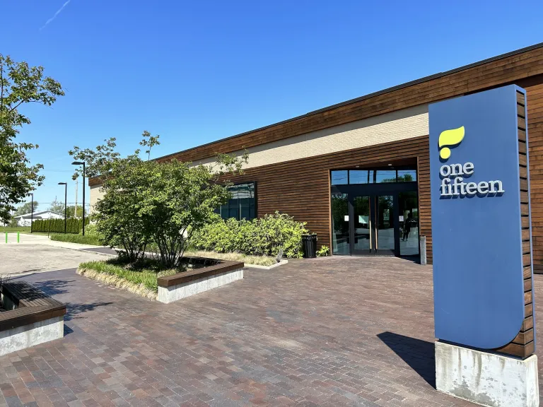 clinic exterior with wood cladding