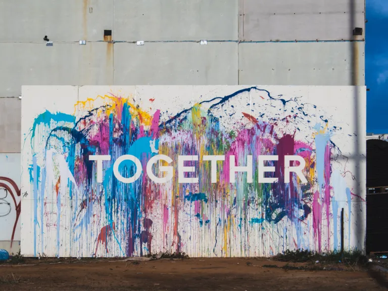 wall mural spelling "together"