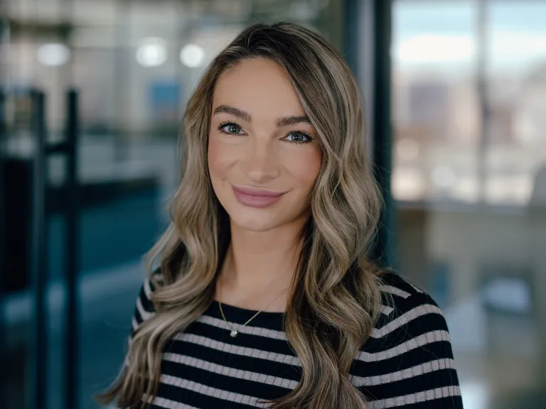woman in striped shirt