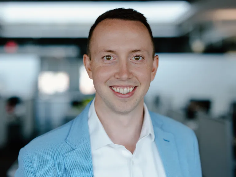 man in light blue sports coat