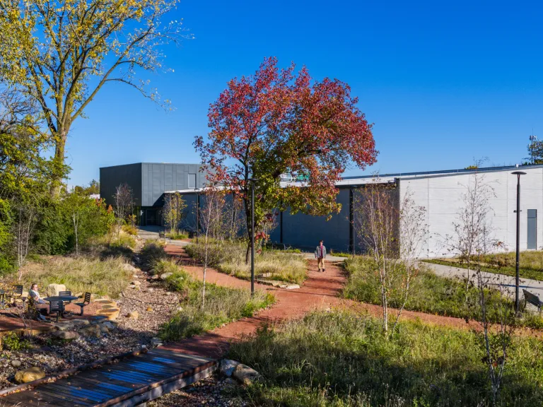 building surrounded by autumnal landscape