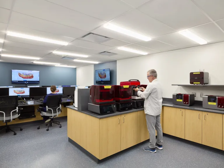 classroom with dental moulding equipment